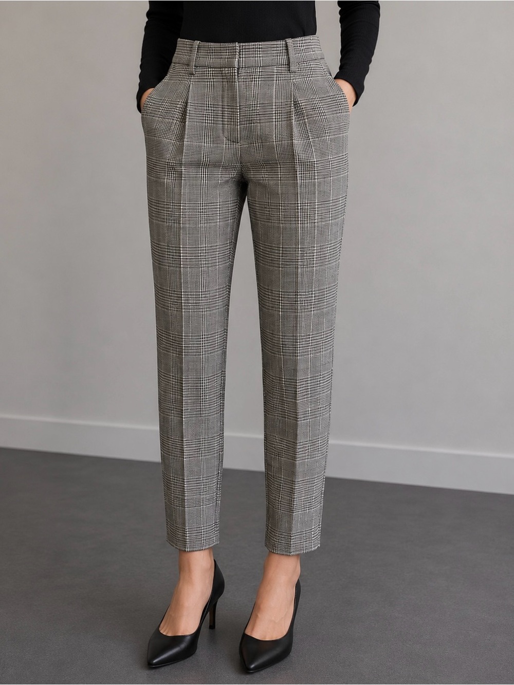 H&M Gray Plaid Tailored Ankle Trousers NWT | US 4